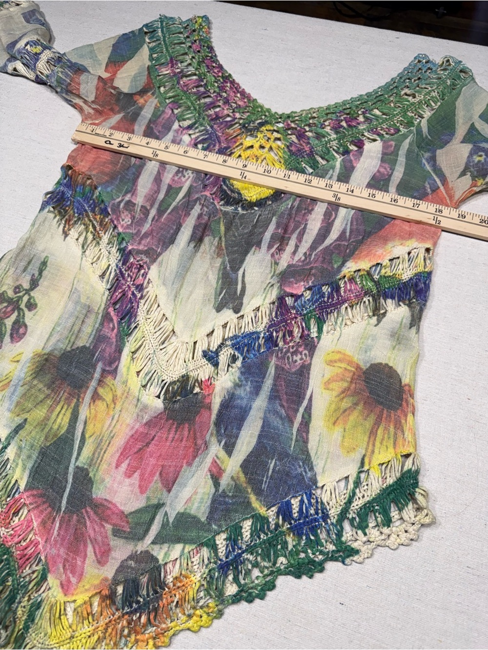 ADORE Multicolor Semi-Sheer Crochet Pullover Top - Size Large - Picture 7 of 15